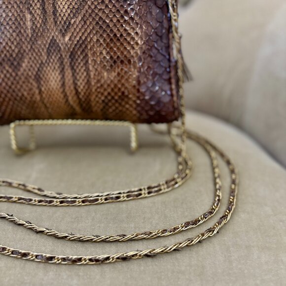 VTG Auth LUC BENOIT Genuine  Natural Snakeskin Circa 1980's Shoulder Bag - Picture 3 of 8